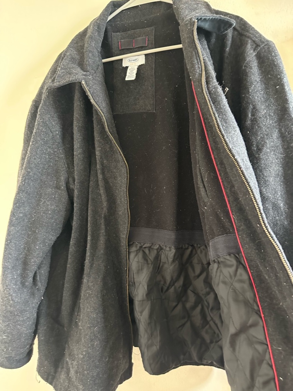 Old Navy Men's Dark Charcoal Wool Zipper Jacket - Picture 4 of 4
